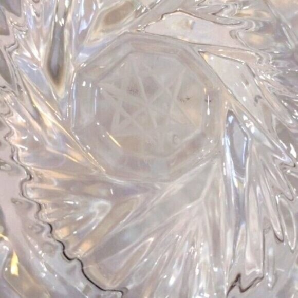 Vintage Set of 2 Lead Crystal Cut Glass Ashtrays/Dishes 6-Point Star in Centers - Picture 6 of 7